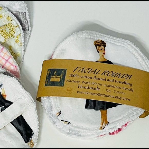 5 pc Cotton Reusable Makeup Remover Pads Wipes Washable Facial Rounds Handmade4” - Picture 10 of 11